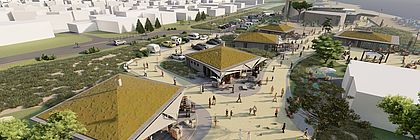 Eine Luftaufnahme des gelpanten Dünenparks in Grömitz.  - zum Artikel 'Neue Unterkünfte, Freizeitangebote und Restaurants an der Ostsee in Schleswig-Holstein'